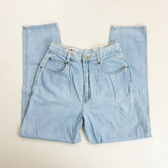 LORIELLE Vintage 80s High Waisted Mom Jeans SZ 11/12 Light Wash Pleated Front - Picture 4 of 10